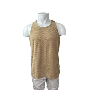Kenneth Cole The Terry Cloth Men's Tan Argyle Sleeveless Basic Tank Top Size M